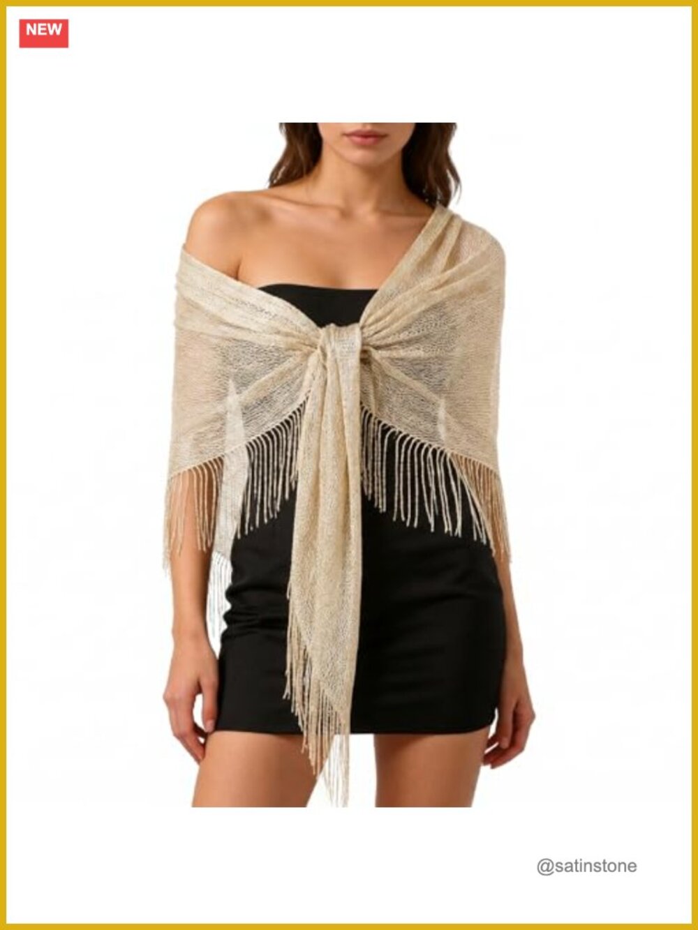 Shimmer Triangular Tassel Wrap Shawl for Evening Dresses Wedding Scarf